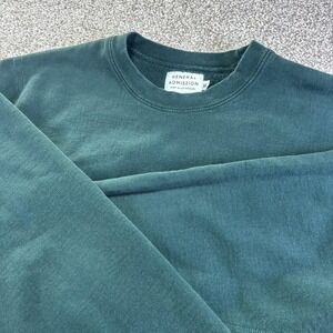 General Admission Sweatshirt Mens XL Green Cotton Fleece Crewneck Pullover Soft